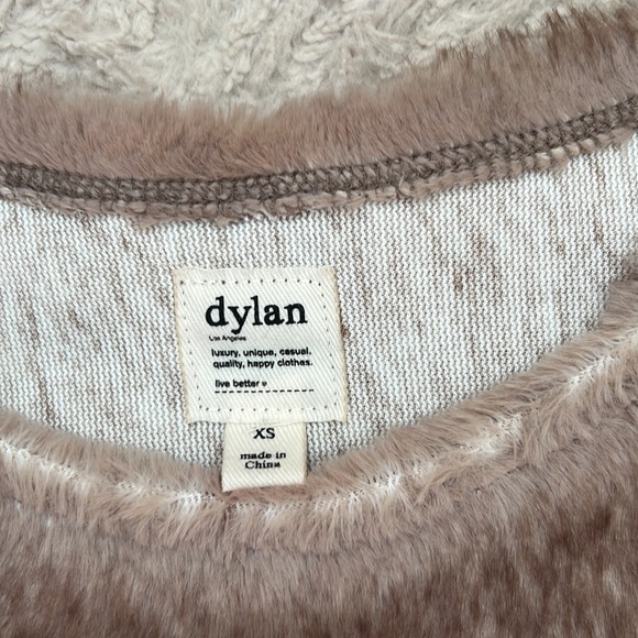 Dylan faux fur pullover sweater chevron stripe brown tan Size XS EUC - Picture 3 of 16